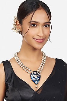 Gold Finish Enameled Necklace Set