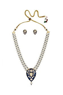 Gold Finish Enameled Necklace Set