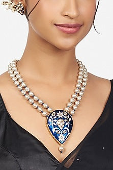 Gold Finish Enameled Necklace Set