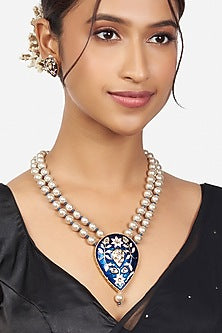 Gold Finish Enameled Necklace Set