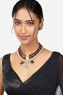 Gold Finish Beaded Necklace Set