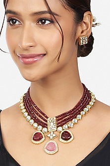 Gold Finish Beaded Necklace Set
