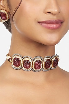 Gold Finish Hydro Stone Necklace Set