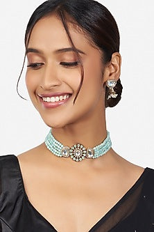 Gold Finish Hydro Kundan Choker Necklace Set
