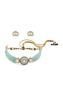 Gold Finish Hydro Kundan Choker Necklace Set