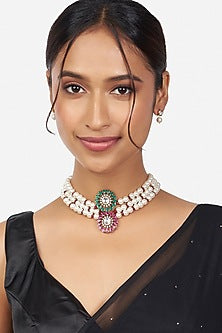 Gold Finish Choker Necklace Set