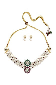 Gold Finish Choker Necklace Set