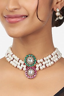Gold Finish Choker Necklace Set