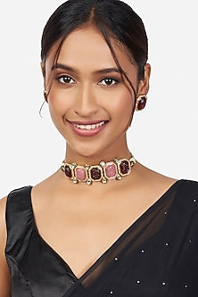 Gold Finish Austrian Zirconia Handcrafted Necklace Set