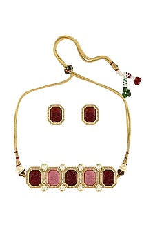 Gold Finish Austrian Zirconia Handcrafted Necklace Set