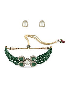 Gold Finish Necklace Set With Zirconia