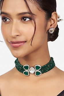 Gold Finish Necklace Set With Zirconia