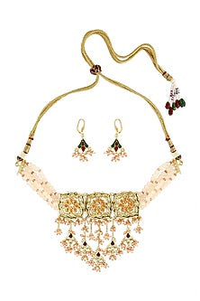 Gold Finish Hydro Stone Enameled Necklace Set