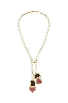 Gold Finish Pearl Beaded Necklace Set