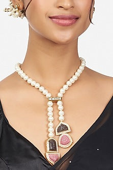 Gold Finish Pearl Beaded Necklace Set