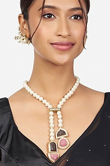 Gold Finish Pearl Beaded Necklace Set