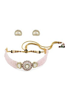 Gold Finish Necklace Set With Hydro Kundan Polki