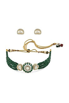 Gold Finish Brass Beaded Necklace Set