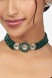 Gold Finish Brass Beaded Necklace Set