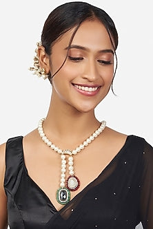 Gold Finish Pearl Beaded Necklace Set