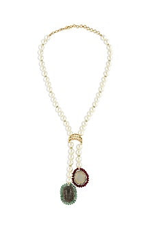 Gold Finish Pearl Beaded Necklace Set
