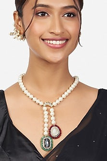 Gold Finish Pearl Beaded Necklace Set