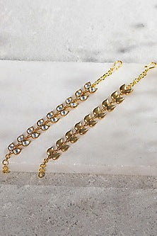 Gold Plated Kundan Polki Kaan Chain Earrings