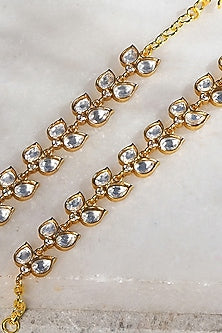 Gold Plated Kundan Polki Kaan Chain Earrings