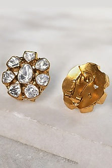 Gold Plated Kundan Polki Stud Earrings
