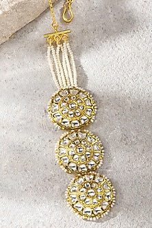 Gold Plated Kundan Polki & Pearl Maangtikka