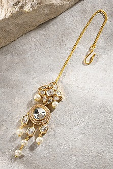 Gold Plated Kundan Polki Maang Tikka