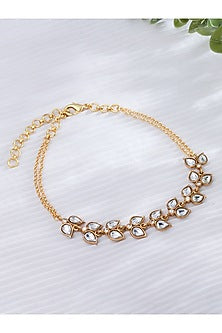 Gold Finish Kundan Polki Chain Necklace