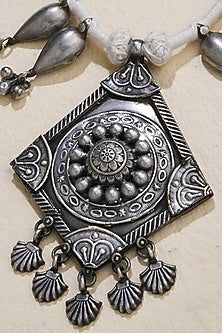 Oxidized Silver Finish Thread Rope Chain Necklace