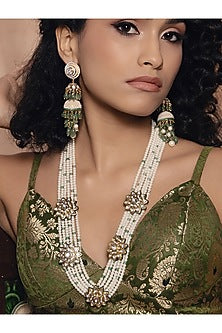 Gold Finish Kundan Polki & Pearl Necklace