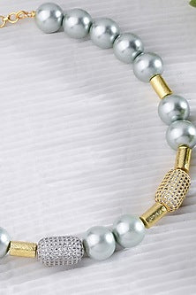 Gold Finish Silver Pearl Necklace