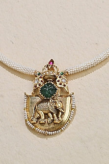 Gold Finish Pearl Wired Necklace