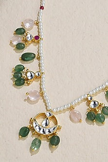 Gold Finish Kundan Polki & Multi-Colored Beaded Necklace
