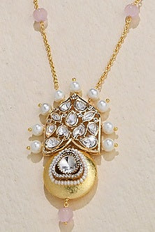 Gold Finish Pearl Pendant Necklace