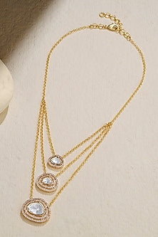 Gold Finish Diamond Polki Stone Layered Necklace