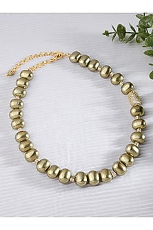 Gold Finish Pearl Collar Necklace
