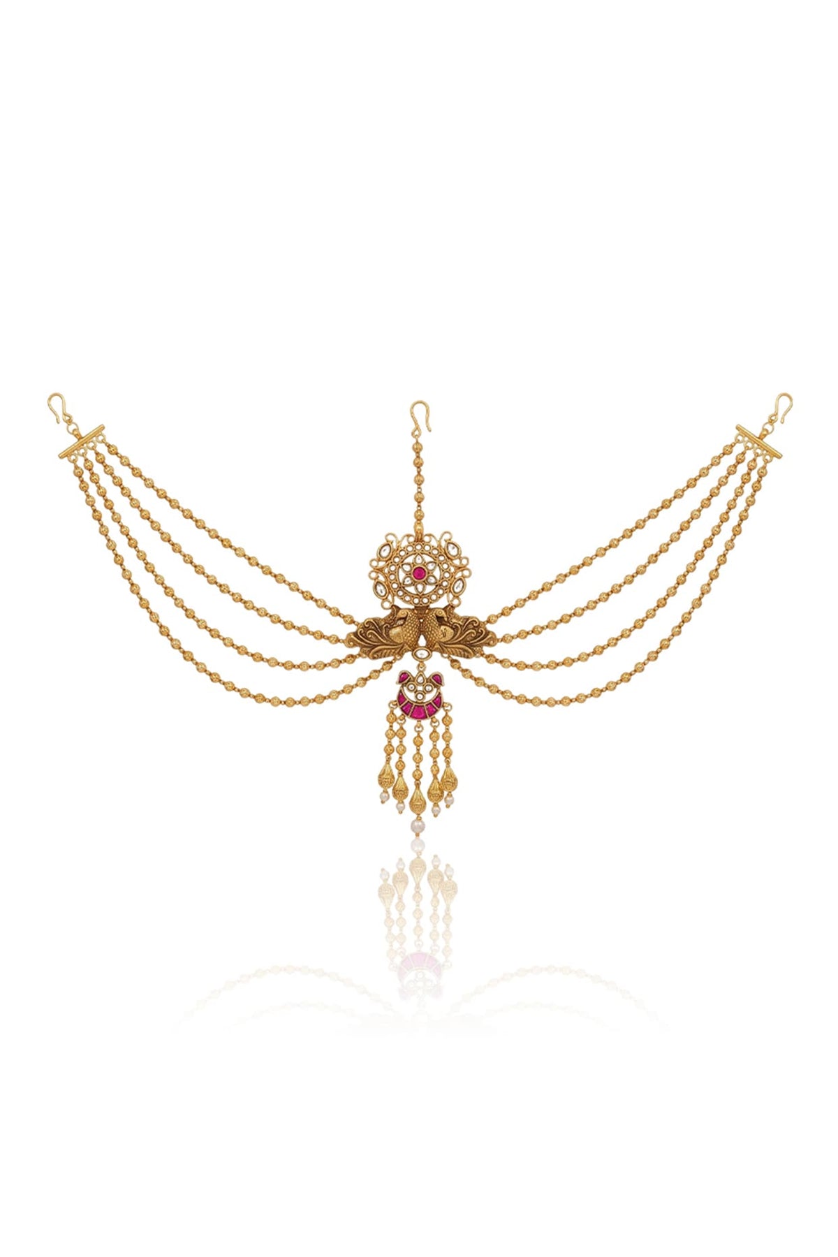 Gold Finish Brass Ravika Hair Brooch With Chain