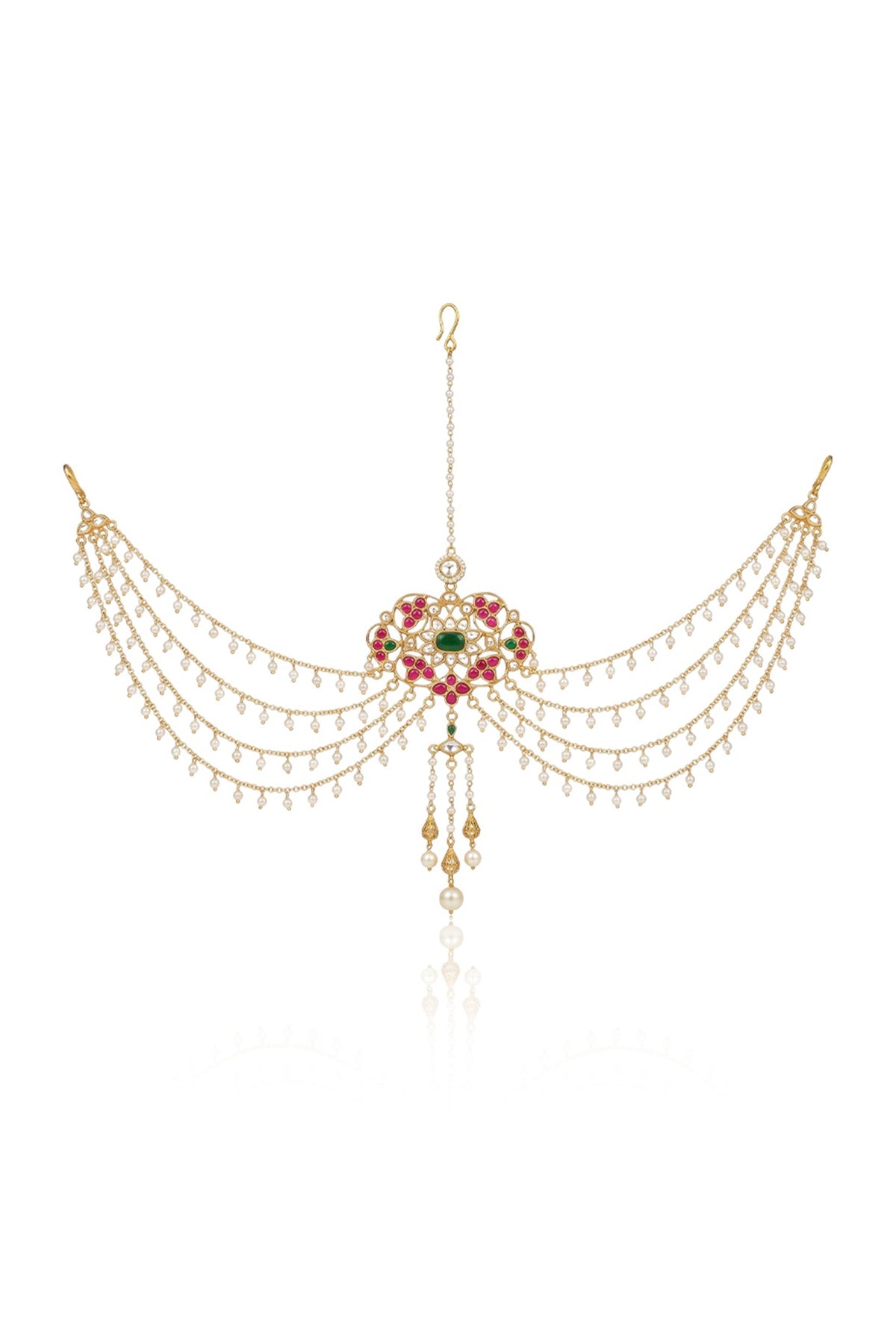Gold Finish Brass Tanishvi Hair Brooch With Chain
