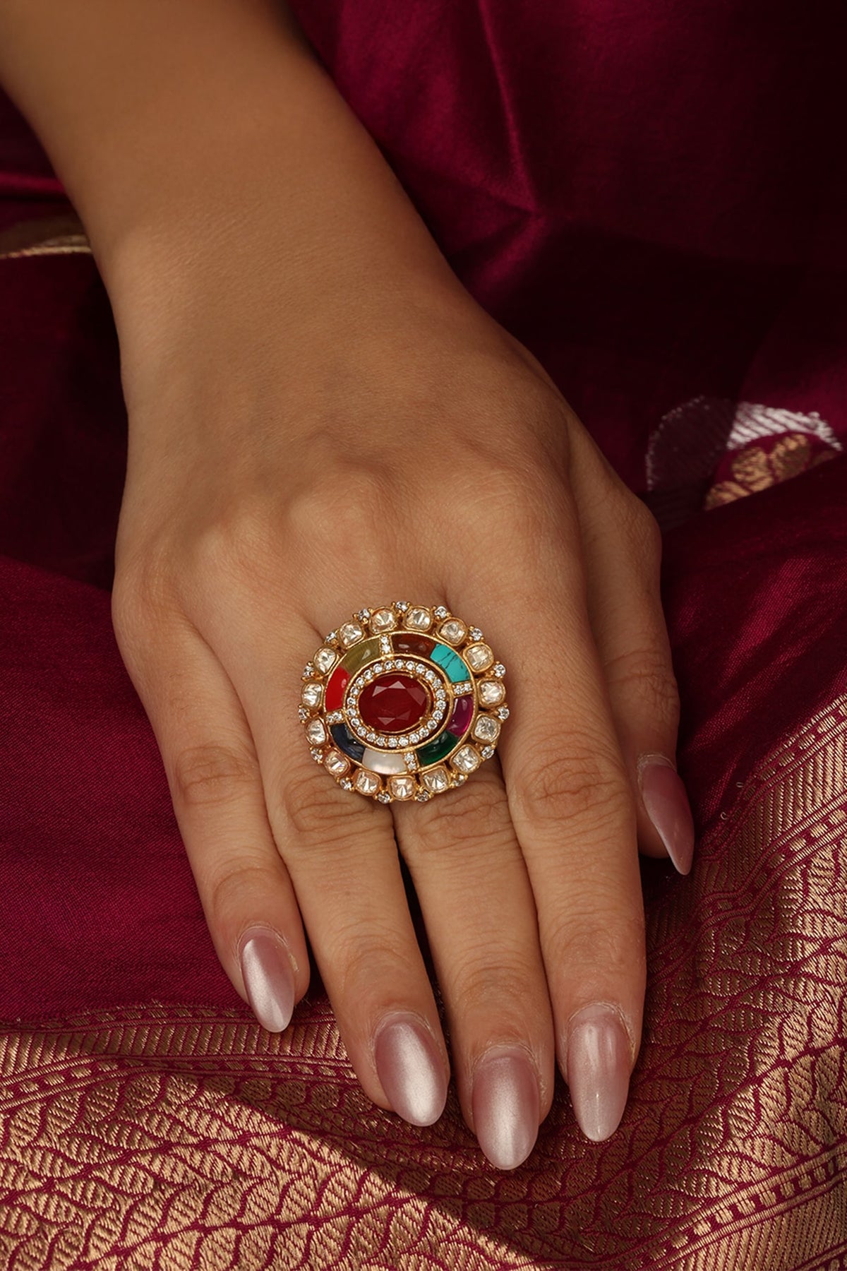 Gold Finish Brass Vayra Ring