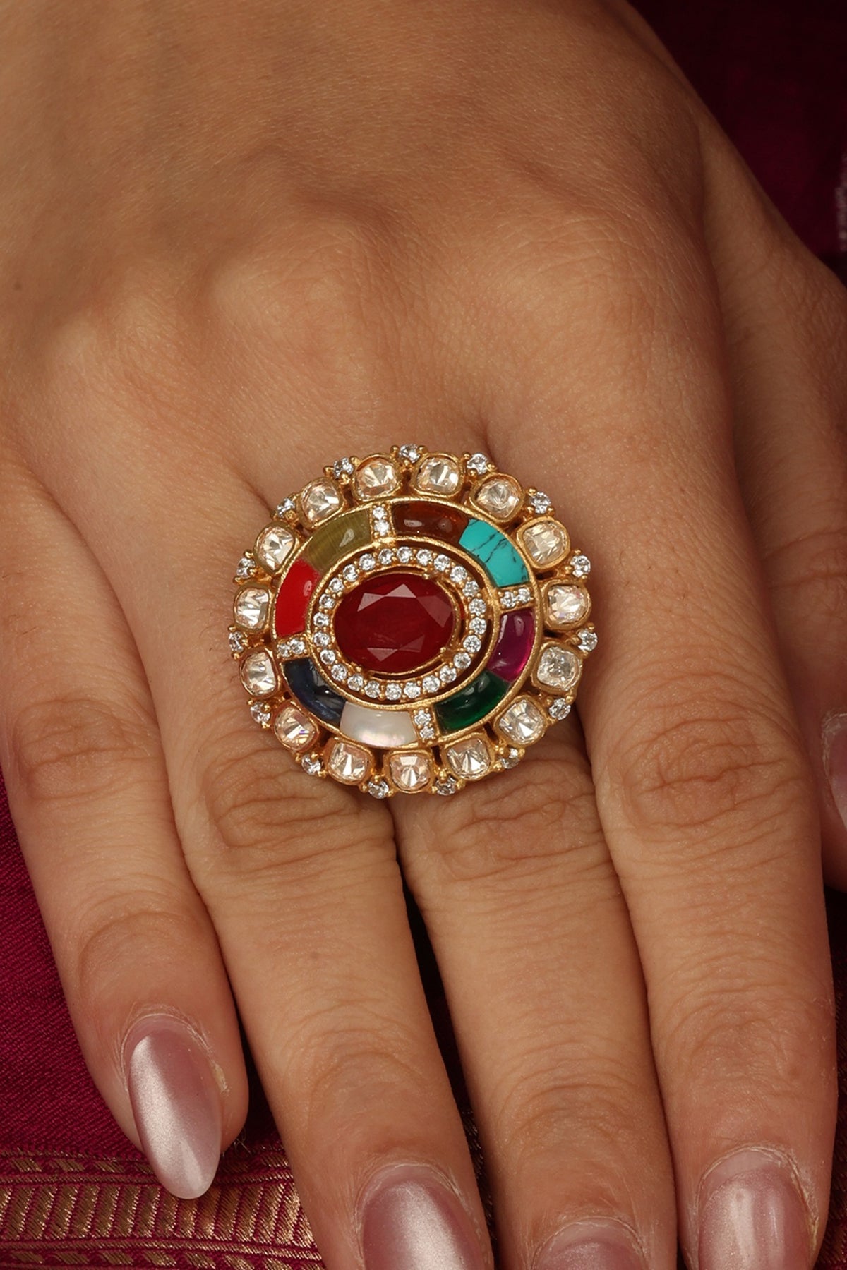 Gold Finish Brass Vayra Ring