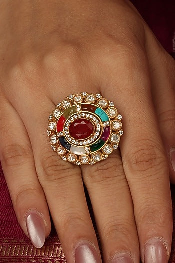 Gold Finish Brass Vayra Ring