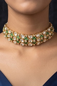 Gold Finish Brass Revanshi Choker Necklace Set