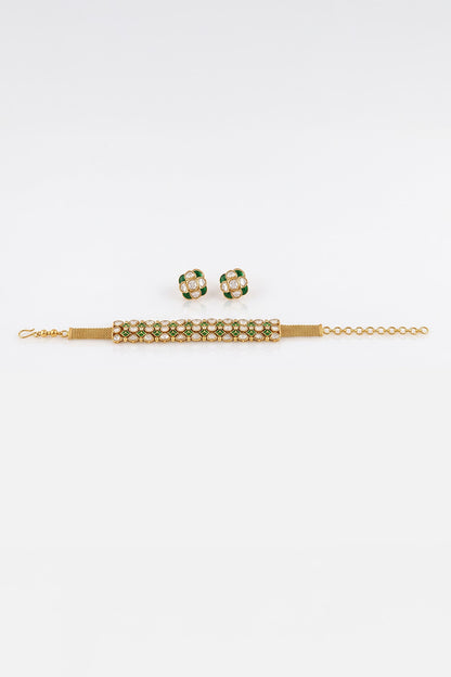 Gold Finish Brass Revanshi Choker Necklace Set