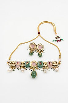 Gold Finish Brass Tanvika Necklace Set