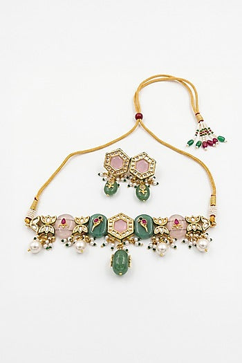 Gold Finish Brass Tanvika Necklace Set