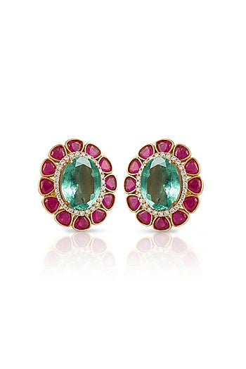 Gold Finish Brass Tavena Stud Earrings